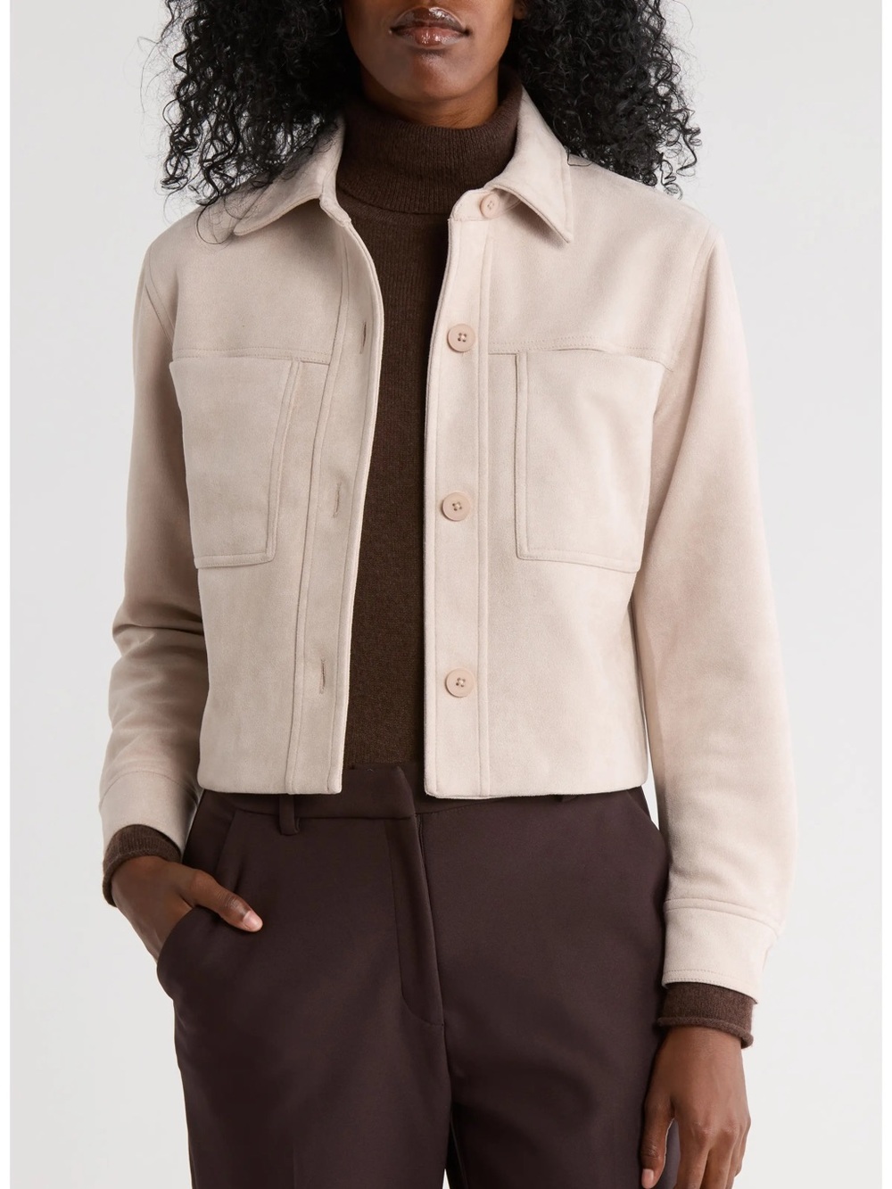 Tahari Faux Suede Cropped Jacket Size Medium